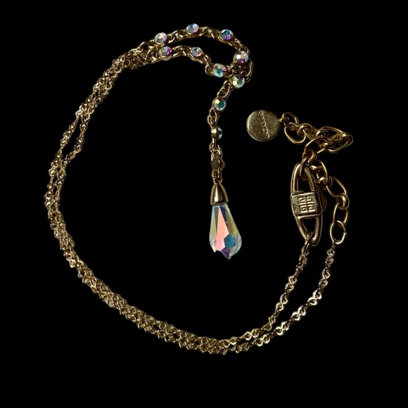 GIVENCHY Iridescent Crystal Gold Plated Y Necklace Women’s Designer Jewelry - Picture 1 of 13